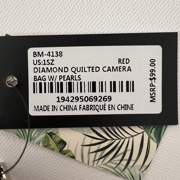 Badgley‎ Mischka Red Quilted Crossbody Pearl Studded Bag Vegan Faux Leather - Picture 4 of 9